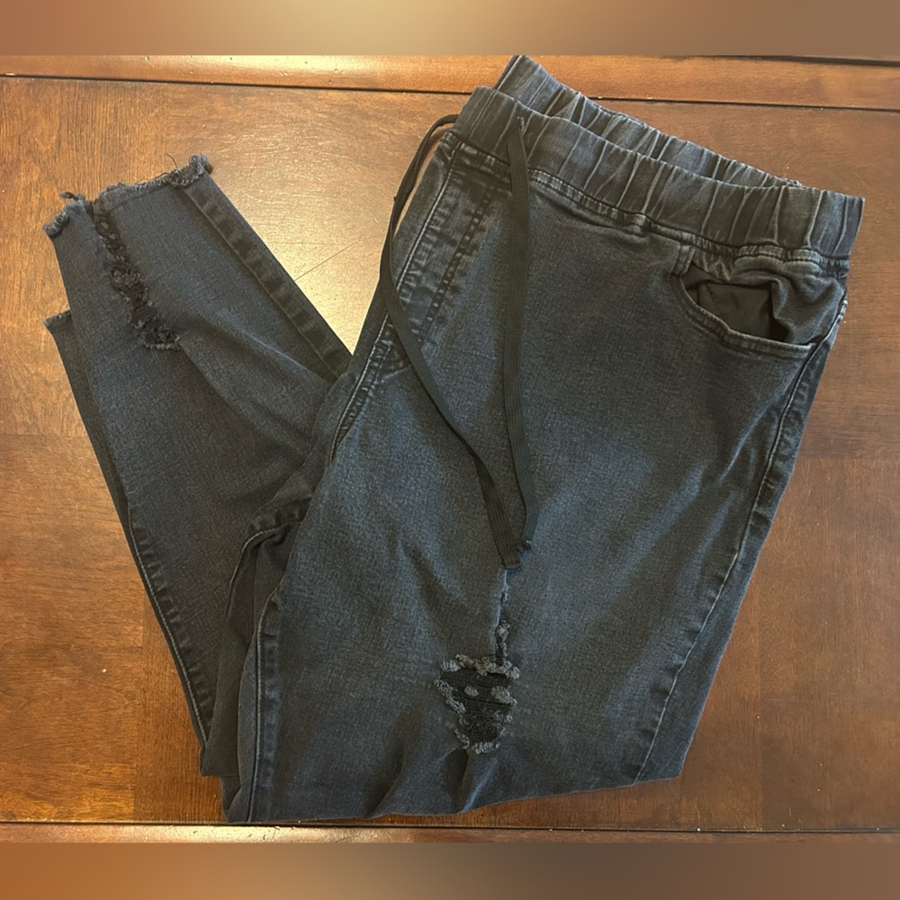YMI Distressed Black Joggers - 3X